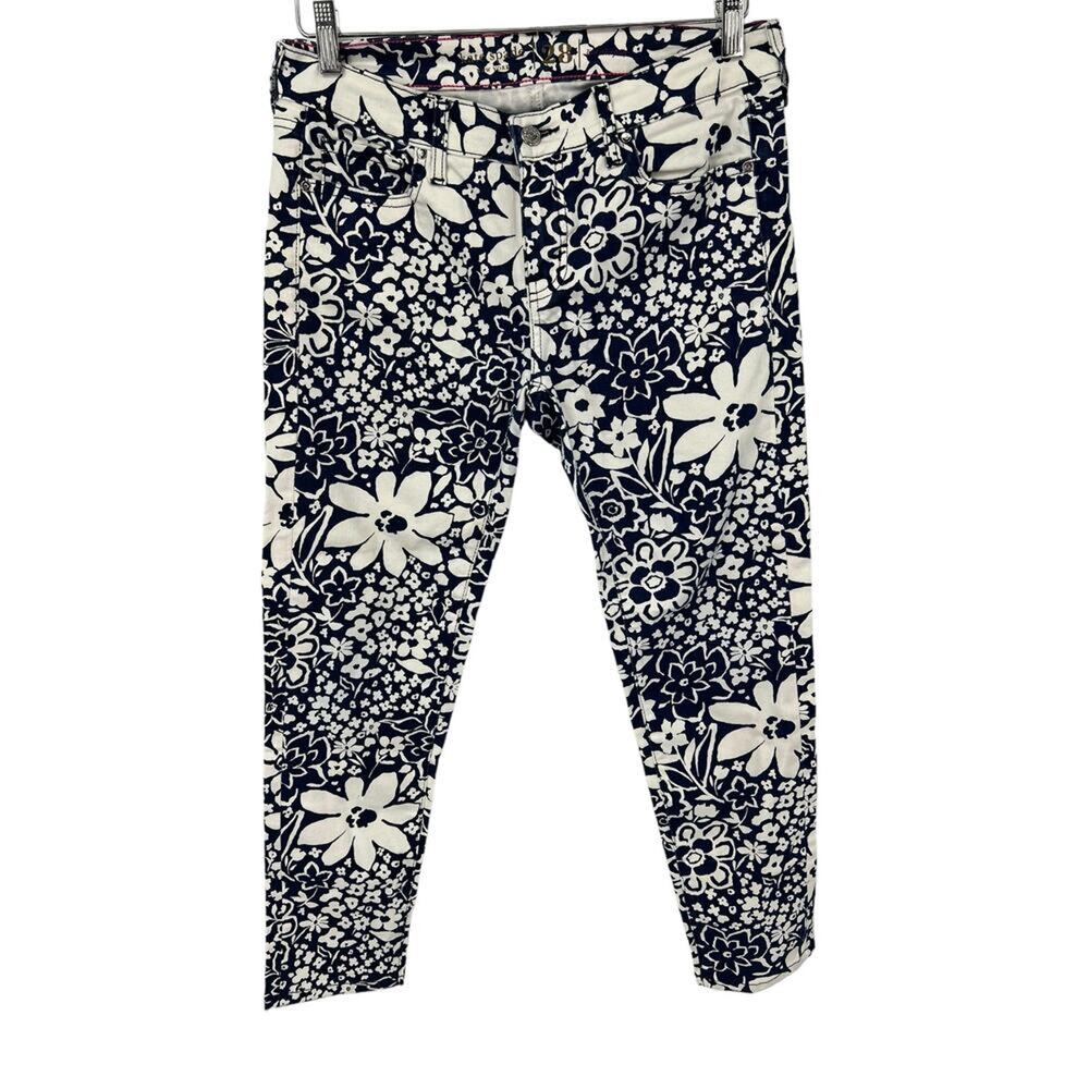Kate Spade Broome Street Floral Print Pants Jeans Navy and White Women's Size 28